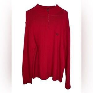 Chaps Sweater Mens XL Red 1/4 Zip Long Sleeve Mock Neck‎